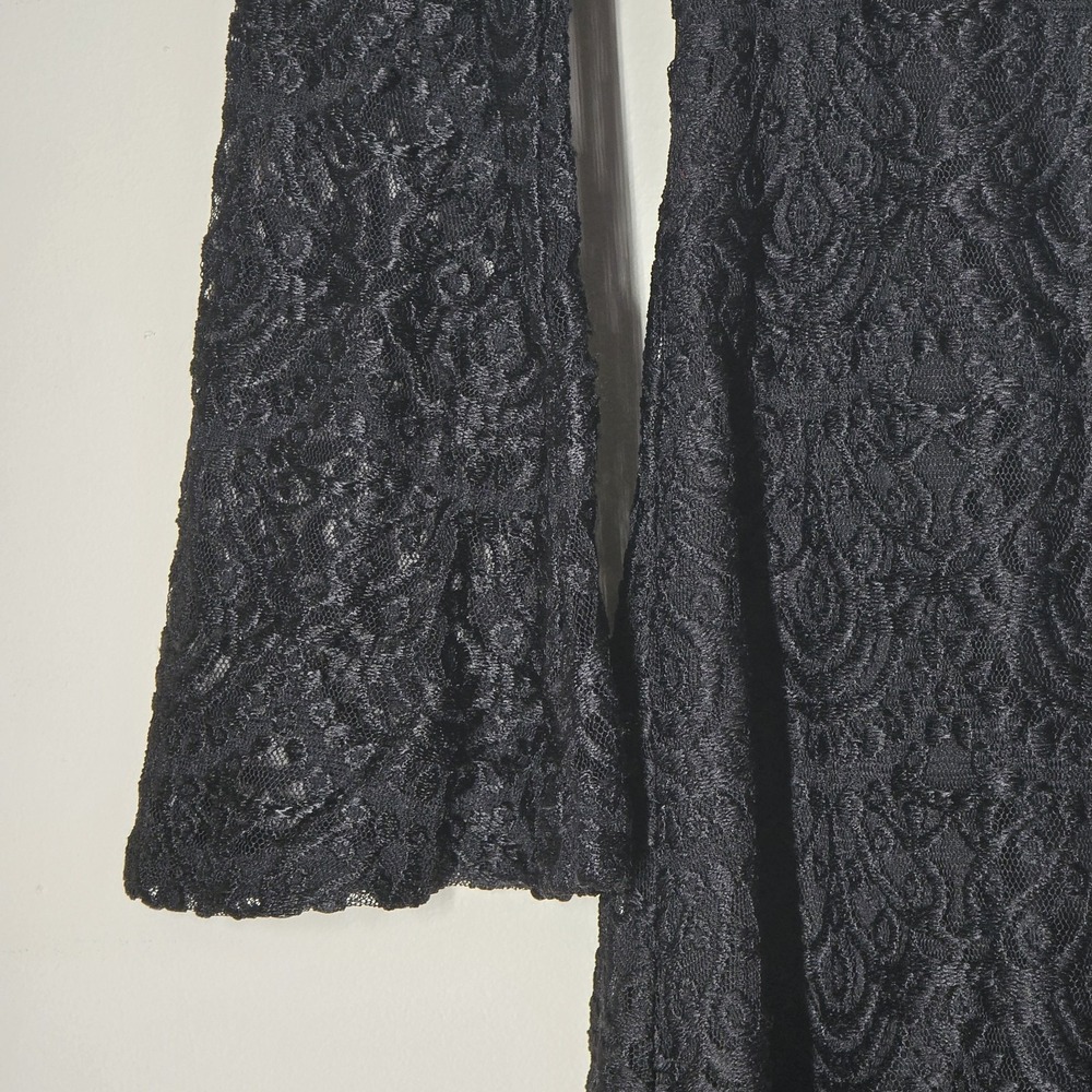 Womens Lace Flared Sleeve Dress Size 10 Whimsigoth Fairy Grunge Dark Feminine - Picture 2 of 6